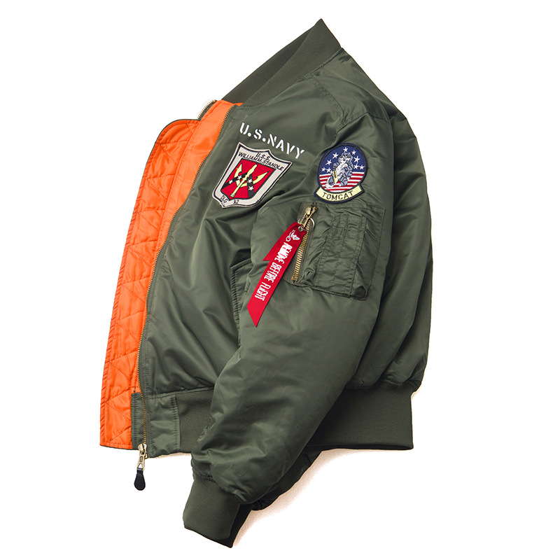 Chaqueta de piloto americano vintage de invierno hombres y mujeres de la Fuerza Aérea pareja abrigo insignia marca de moda MA1 Chaqueta de algodón acolchado