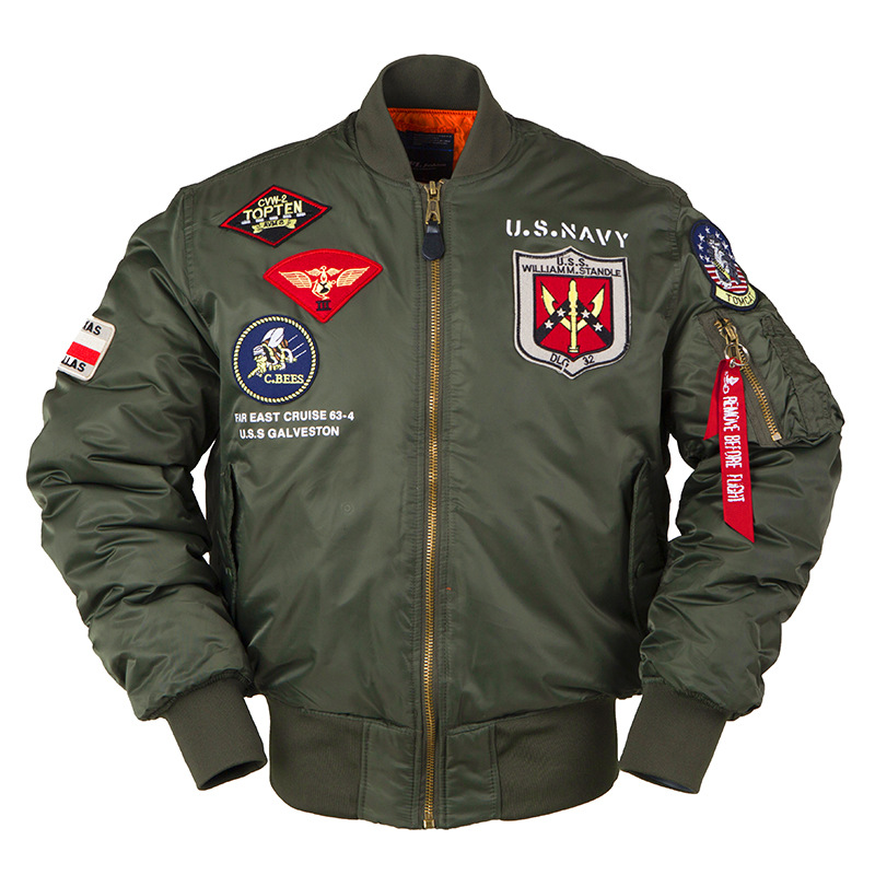 Chaqueta de piloto americano vintage de invierno hombres y mujeres de la Fuerza Aérea pareja abrigo insignia marca de moda MA1 Chaqueta de algodón acolchado