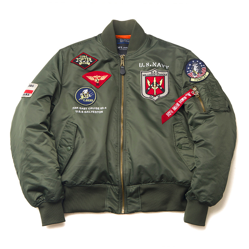 Chaqueta de piloto americano vintage de invierno hombres y mujeres de la Fuerza Aérea pareja abrigo insignia marca de moda MA1 Chaqueta de algodón acolchado