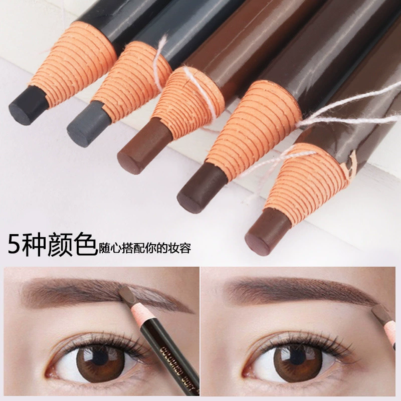 Detachable multicoloured eyebrow pencil with cord, for beginners