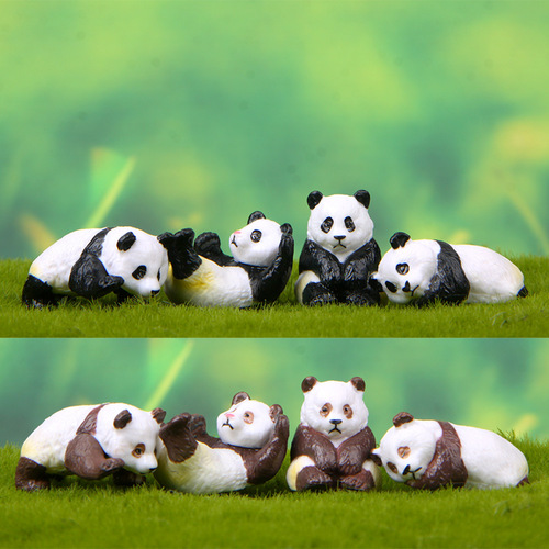 4 Lifestyle Cute Style Panda Figurines DIY Complementary Micro Landscape Succulent Gardening Fresh Scene Dolls