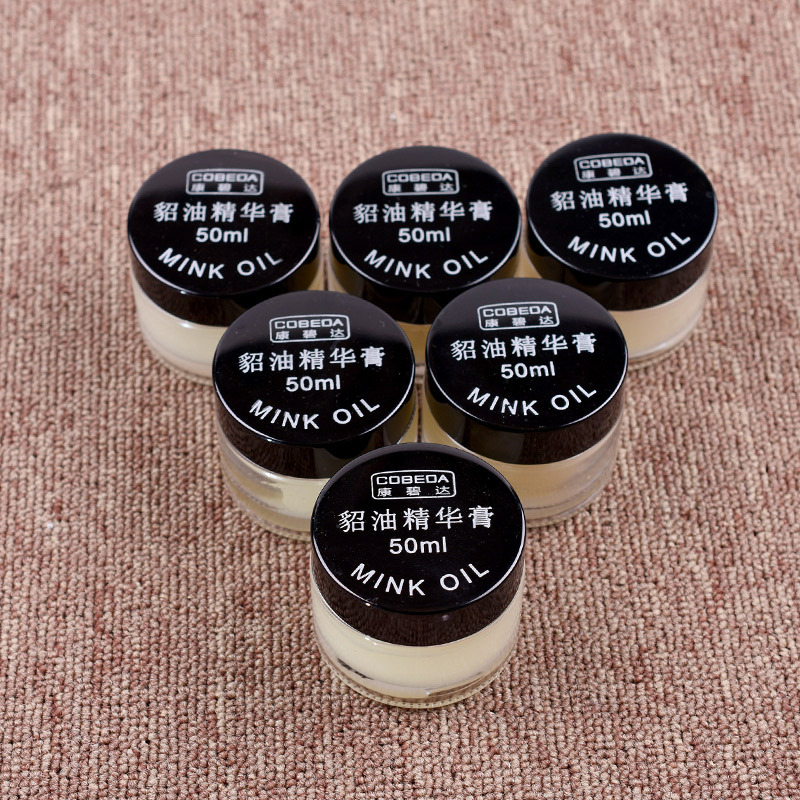 En stock al por mayor kangbida cuero genuino Esencia de aceite de visón crema Limpieza de cuero cuidado nutritivo pulido mantenimiento aceite pulimento de zapatos