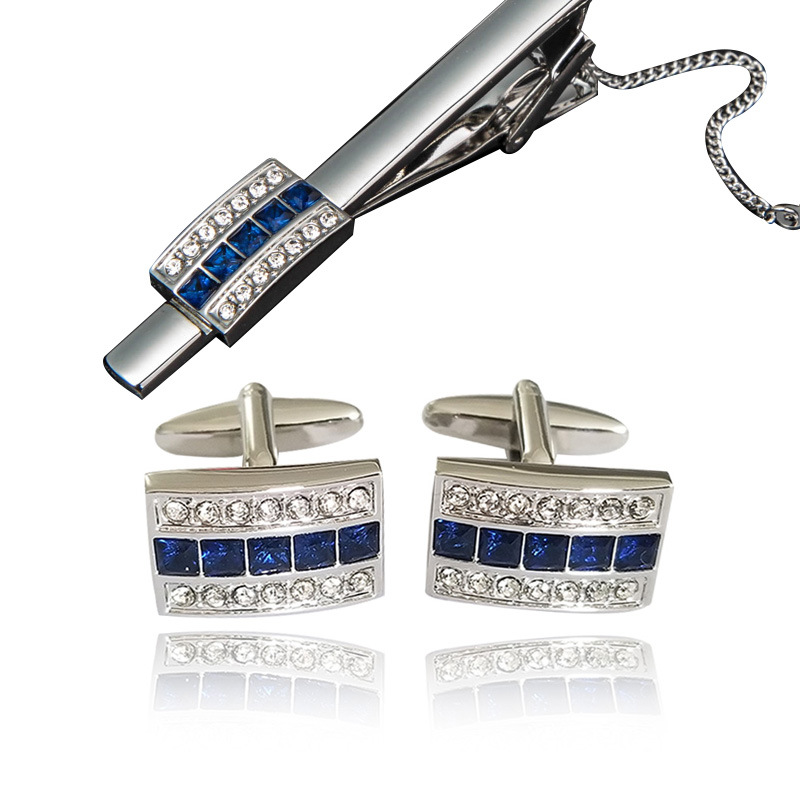 Spot new tie clip diamond zircon cufflinks foreign trade men's shirt high-grade metal cufflinks wholesale