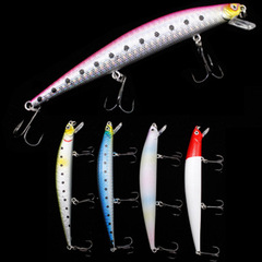New-style long-range hard Minnow lure, 13cm, 13g, with triple hooks and internal laser-etched design—ideal for targeting mandarin fish and black bass.