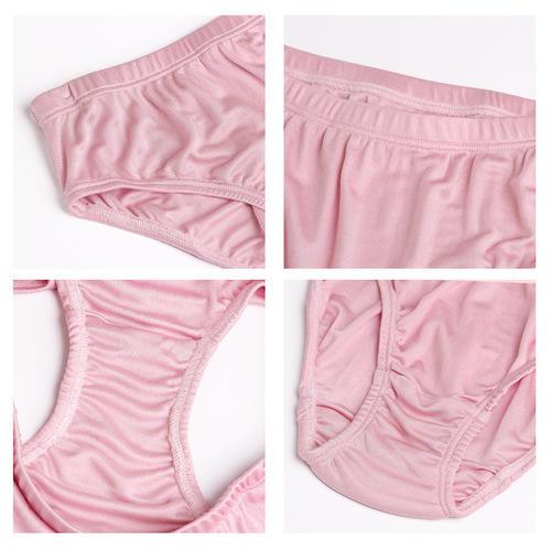 Solid color silk underwear for women, comfortable and breathable low-waisted mulberry silk knitted seamless briefs factory direct sale