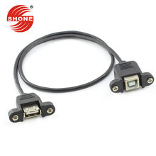 厂家供应USB AF转BF带耳朵数据线USB转B型口打印母头转接线螺丝孔