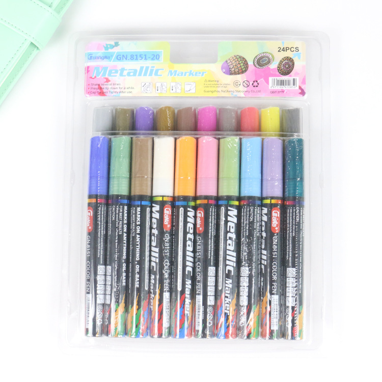Guangna 8151 pluma de pintura a base de agua 15 colores 20 colores traje al por mayor metal marcador pintura pluma 2mm ancho de línea
