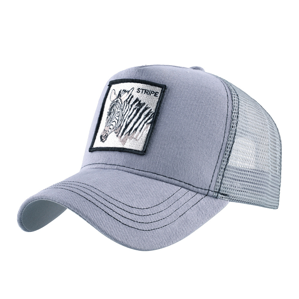 Animal Patch Color Block Baseball Cap Embroidered Truck Driver Hat Mesh Sun Hat For Men_voghion.com
