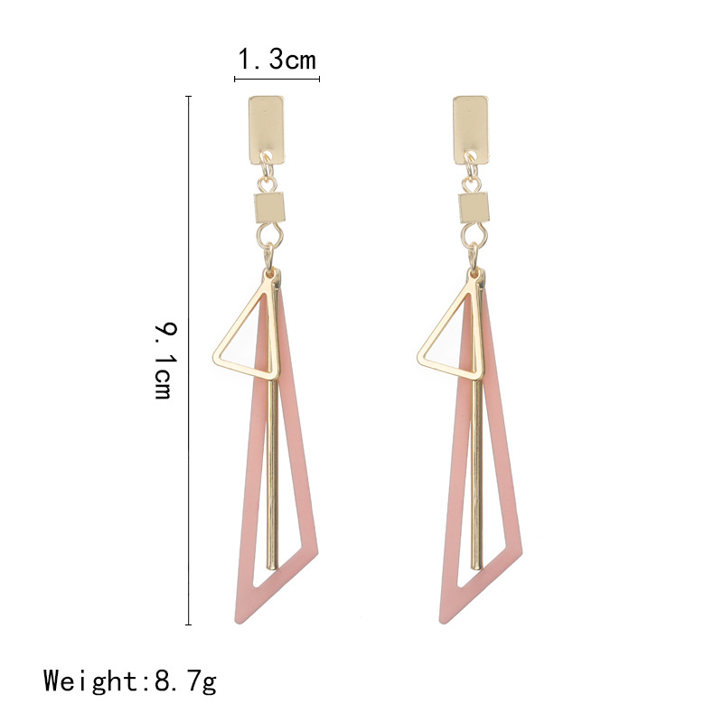 Pendientes largos huecos de moda - Triángulo geométrico de colores para mujer - Pendientes colgantes de estilo coreano elegante para otoño/invierno