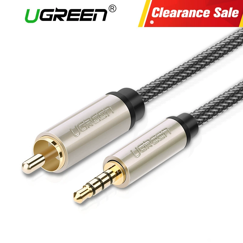 Зеленый RCA к 3.5 джек AUX аудио кабель стерео коаксиальный