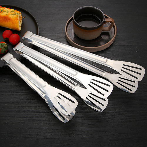 多功能食品夹面包夹自助烧烤夹厨房防滑防烫夹子加厚不锈钢三线夹