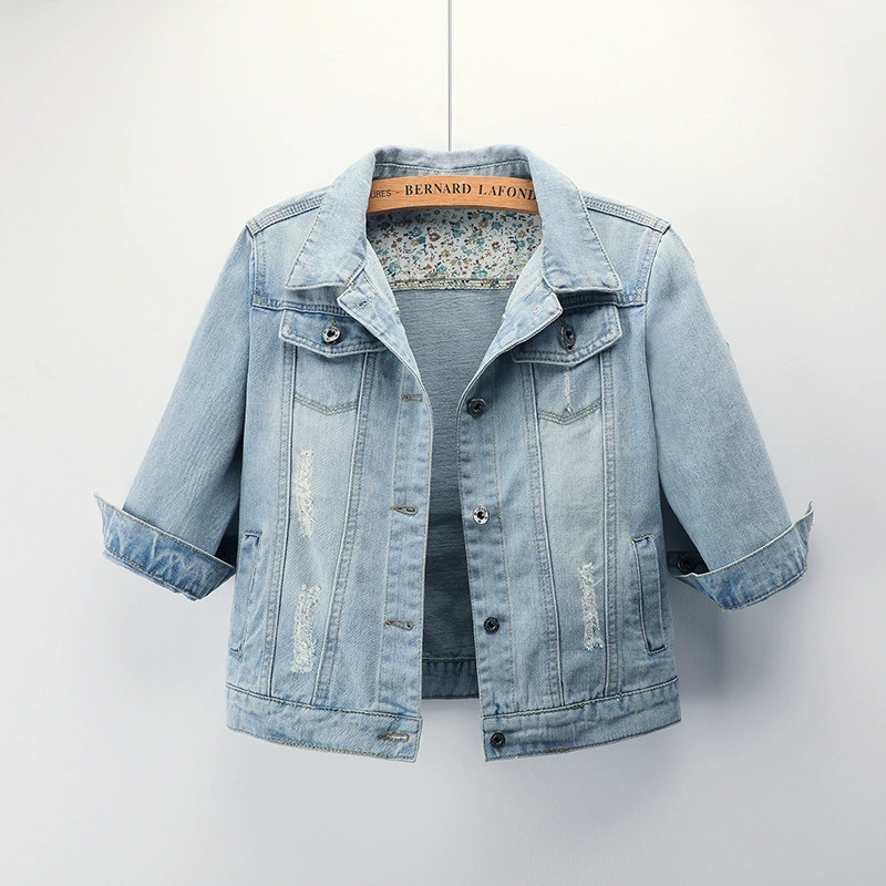 (Cross-border trading), short fitted denim jacket, Korean style, plus size
