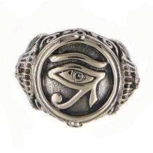批发埃及法老人头神秘眼睛共济会全视之眼不锈钢戒指RSSS504