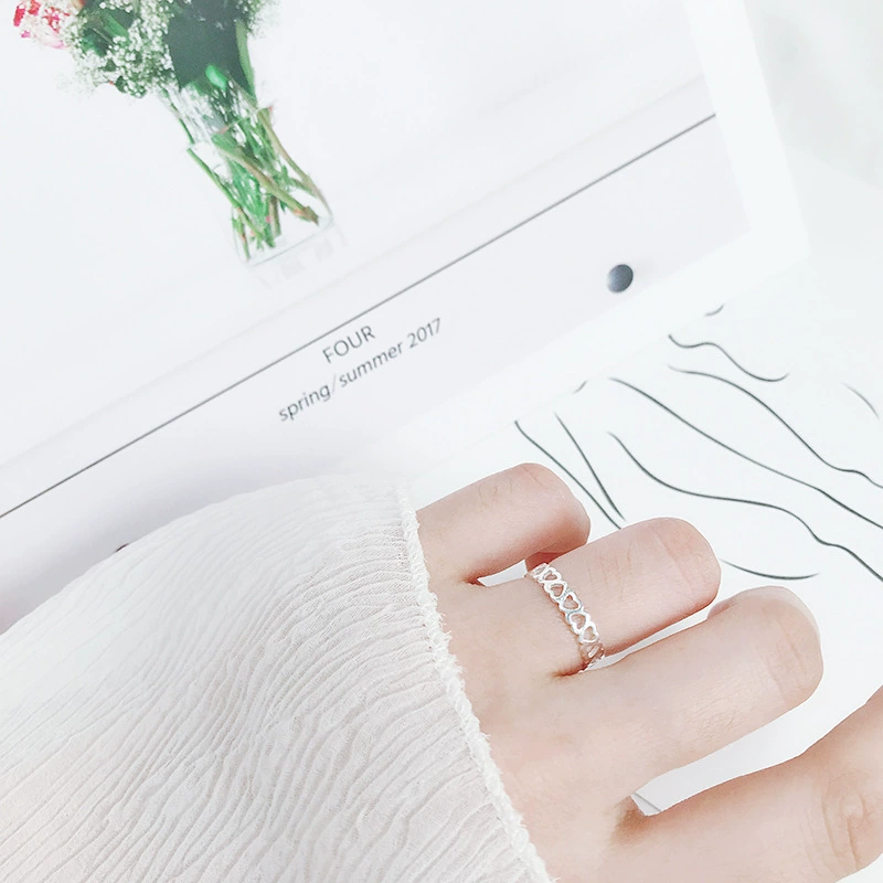 Brand ring, silver 925 sample, Korean style, simple and elegant design