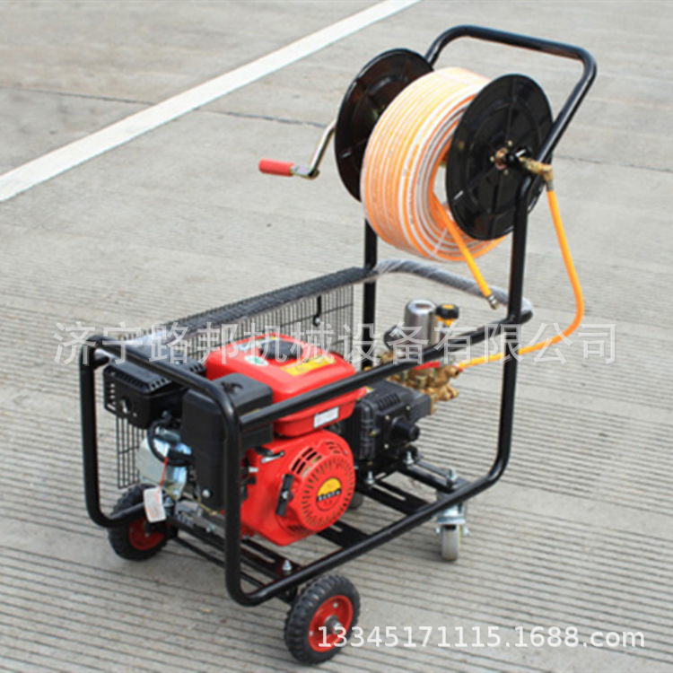 手推四轮高压打药机 汽油动力喷雾器 担架式喷雾机铜泵