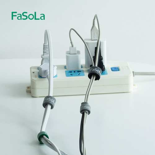 FaSoLa household reversible Velcro cable management tape high-strength nylon desktop data cable wire binding tape