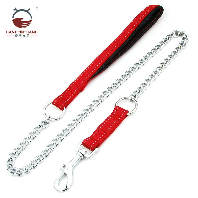 Рука-в-руке детское домашнее животное большая собака нейлон анти-укусы железная цепь Тяговый ремень пена ручной гвардии поводок для домашних животных поводок для собак цепь для собак