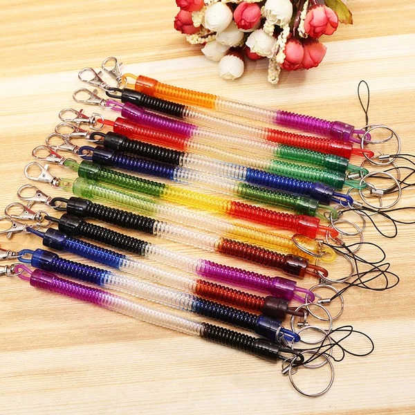 Plastic Spring Rope Mobile Phone Strap Keychain Anti-Lost Rope Retractable Spring Rope High-Quality Dual-Use Keychain