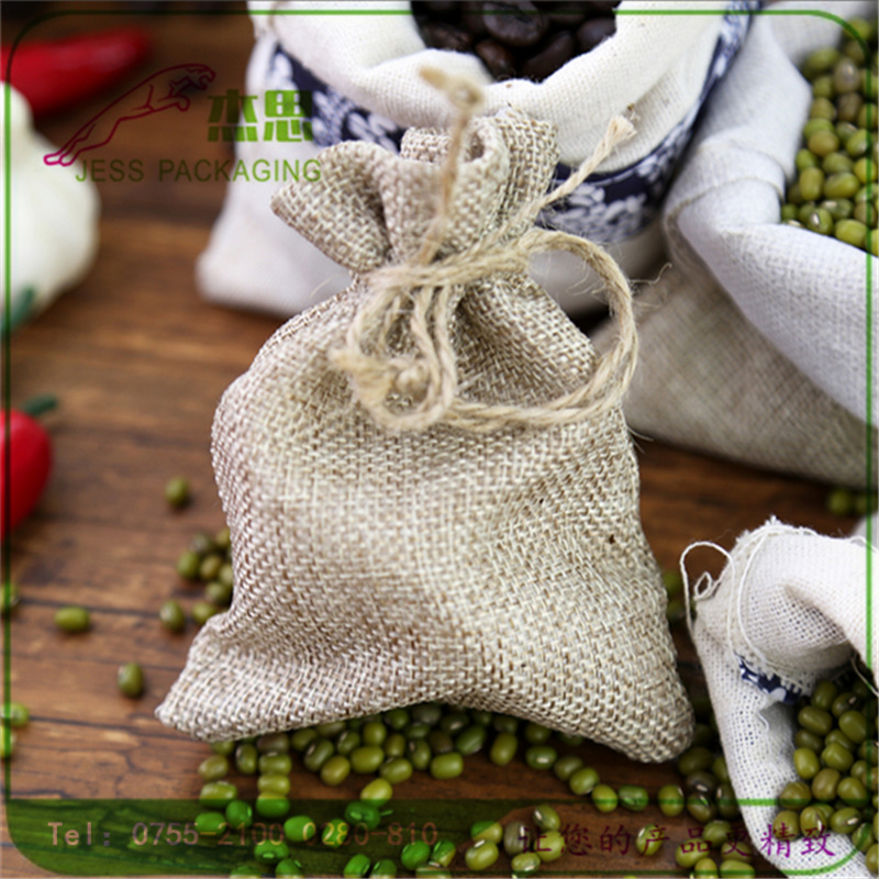 设计新款麻布拉绳束口袋大容量谷物食品收纳袋量大从优
