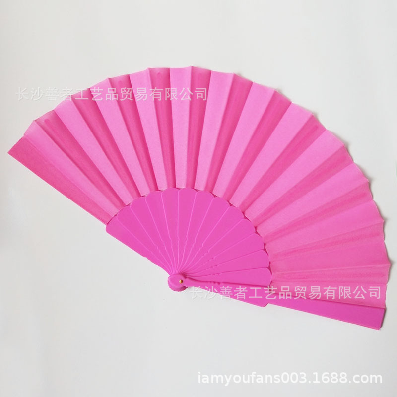 Ventilador fresco de verano, ventilador plegable de plástico de color caramelo, 13 colores, puede imprimir imágenes, ventilador publicitario