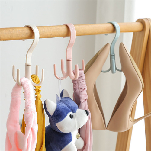 Rotating four-claw hook, multi-functional wardrobe bag hook, nail-free plastic tie hook, storage hook manufacturer