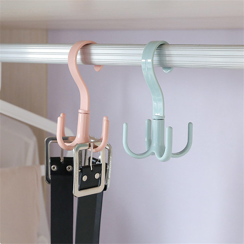 Rotating four-claw hook, multi-functional wardrobe bag hook, nail-free plastic tie hook, storage hook manufacturer