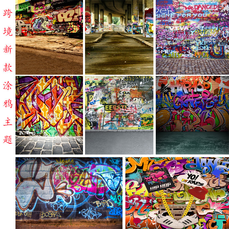 Photography Background Cloth Photography Studio Background Props Export Kidsren's Street Graffiti Wall Theme Storage