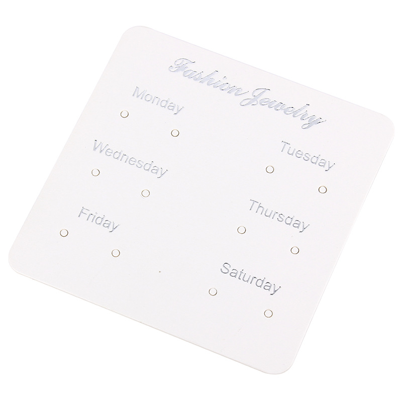 时尚饰品包装卡片批发 白色银字印花耳钉耳环展示卡片饰品内包装