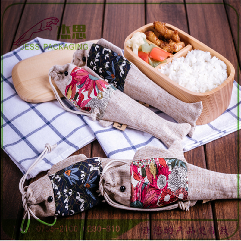 设计新款棉布筷子拉绳收纳包筷子勺子餐具束口袋量大从优