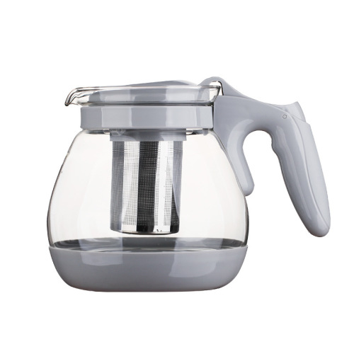 Factory direct sales high temperature resistant large capacity glass flower teapot set with stainless steel filter heat resistant tea set tea cup