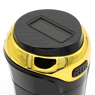 Car Flash N12B Car Ashtray Solar with Light and Cover Creative Car Interior Car Supplies (Car ashtray) - gold