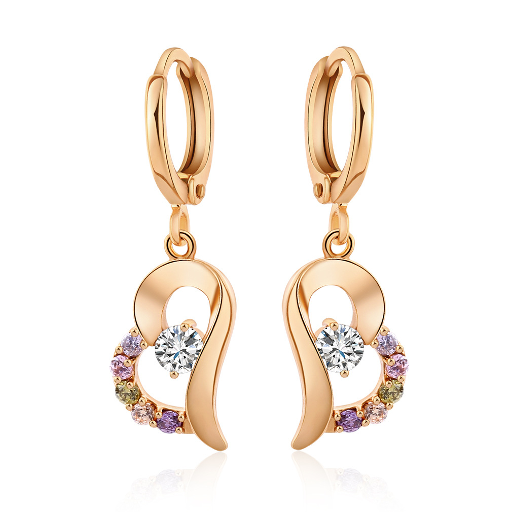 Elegant elite fashionable earrings heart shaped with zircon