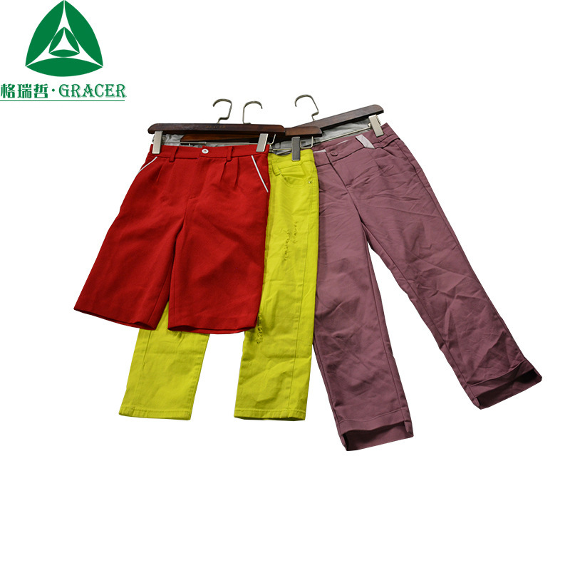 Middle-Aged and Elderly Women's Pants Large Size Summer Pure Cotton Shorts Used Middle-Aged Mother's Wear High-Waisted Three-Quarter Cotton Straight Pants