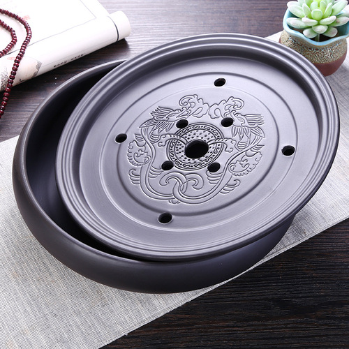 Chaoshan purple sand ceramic Kung Fu tea set, water storage dry brewing table tea tray, simple small small tea sea saucer for home living room