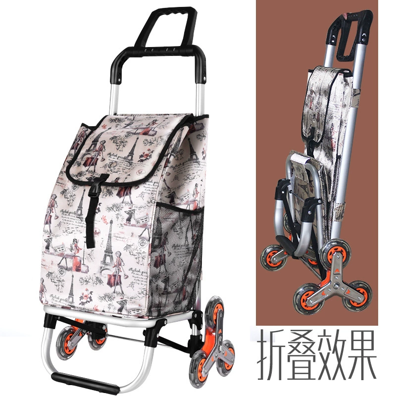 Оптовая торговля фабрикой корзина утолщенная сумка складная двойная ручка корзина из нержавеющей стали Хрустальная колесная тележка