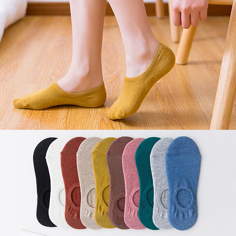 Boat Socks Women's Cotton Wholesale Spring and Summer Invisible Socks Shallow Mouth Silicone Non-Slip Non-Falling Japanese Style Socks Women's Socks