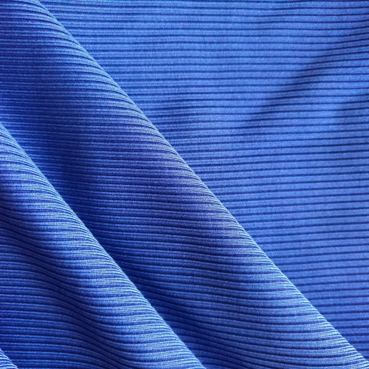 厂家直销全涤弹力罗文布 1x1氨纶莱卡dty低弹丝坑条螺纹2x2短纤