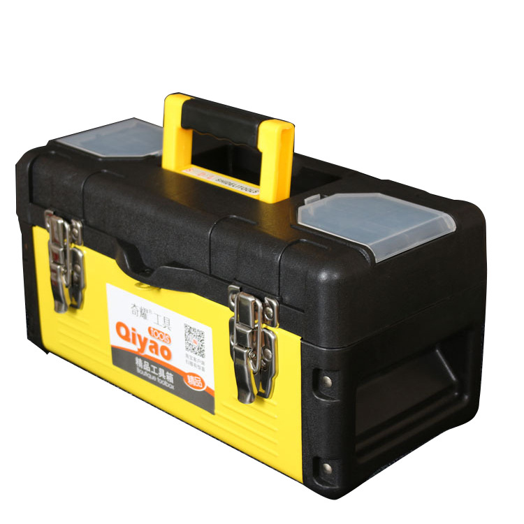 Qiyao de 14 pulgadas de 17 pulgadas de 19 pulgadas de plástico engrosado caja de herramientas de hierro de reparación de automóviles máquina de reparación de vehículos domésticos caja de almacenamiento de herramientas