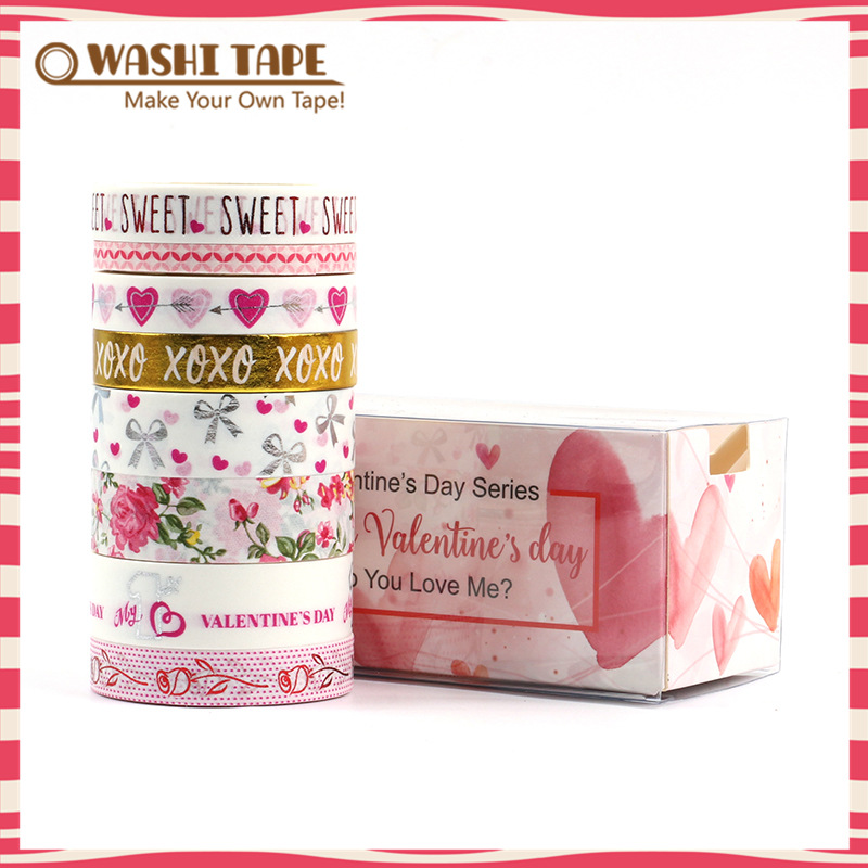 和纸胶带贴纸 手帐彩色情人节DIY创意文具印刷和纸胶带