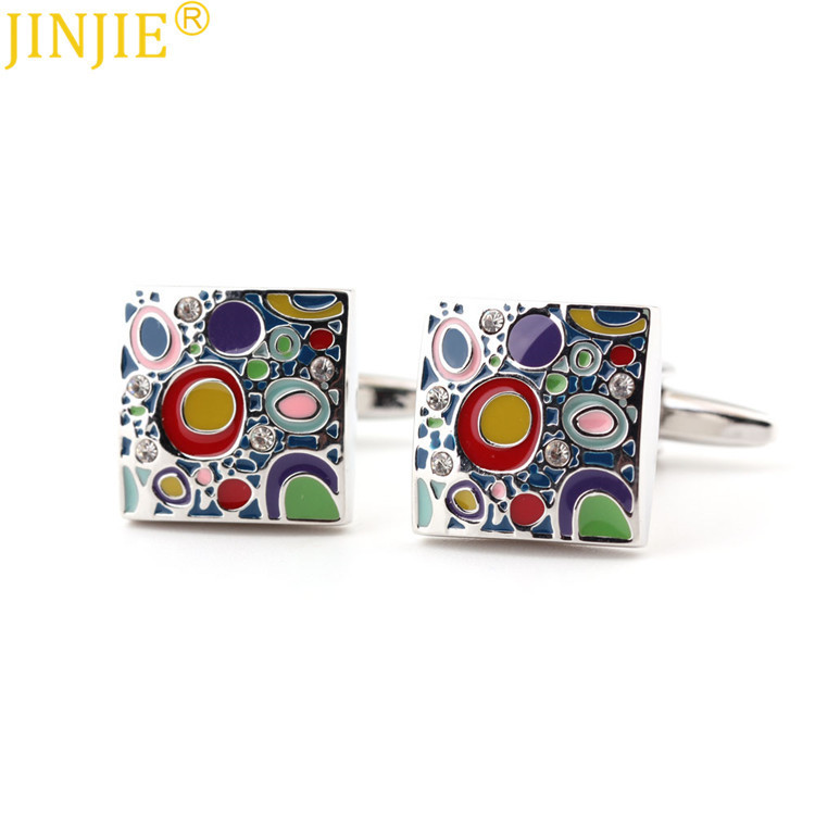 Spot fun color paint paint color diamond metal cufflinks men's French shirt cufflinks wholesale
