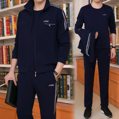 2024中老年運動套裝男三件套春秋爸爸晨練休閒套裝男加大碼男裝