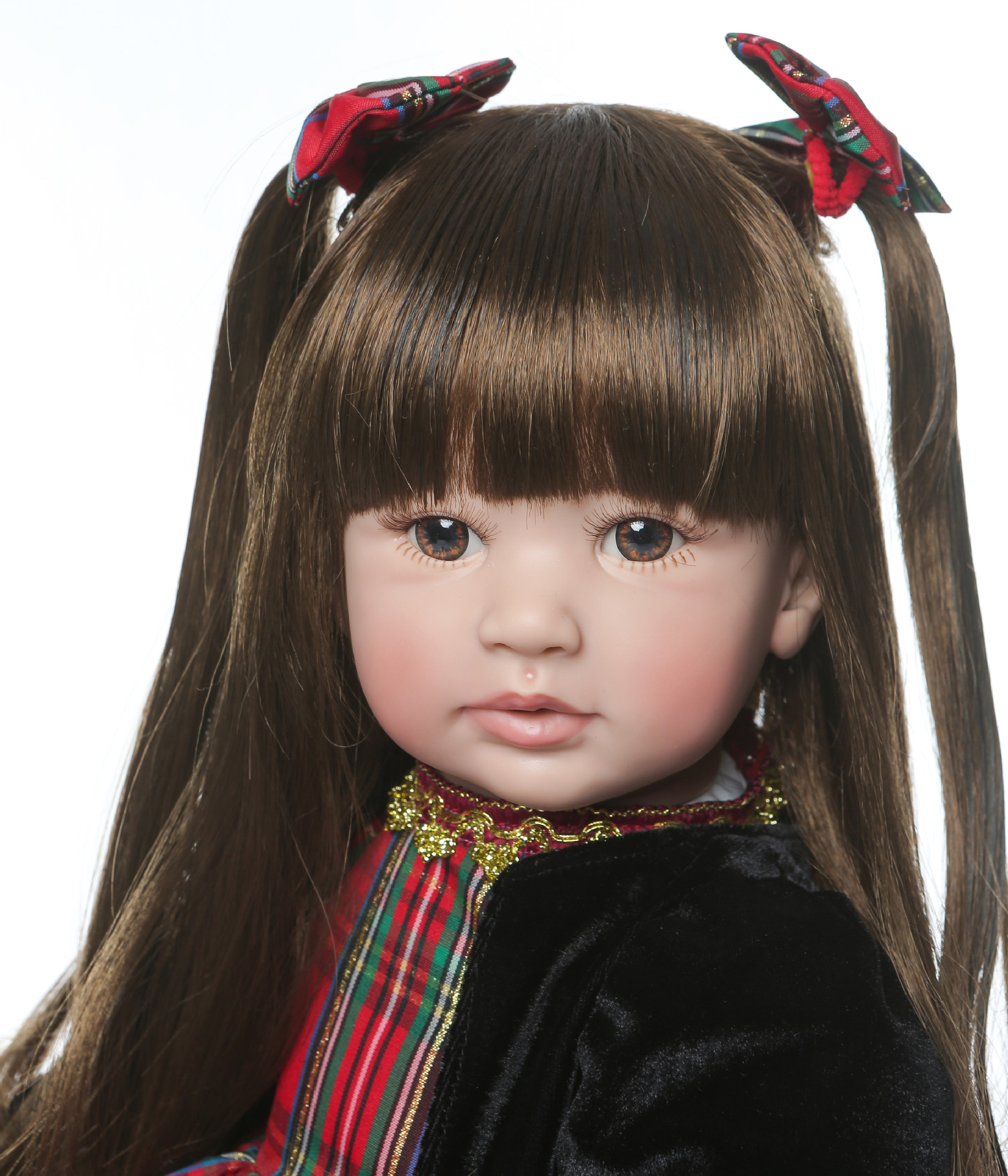 Tiro real en stock reborn niño simulación princesa Linda muñeca de pelo largo 60cm