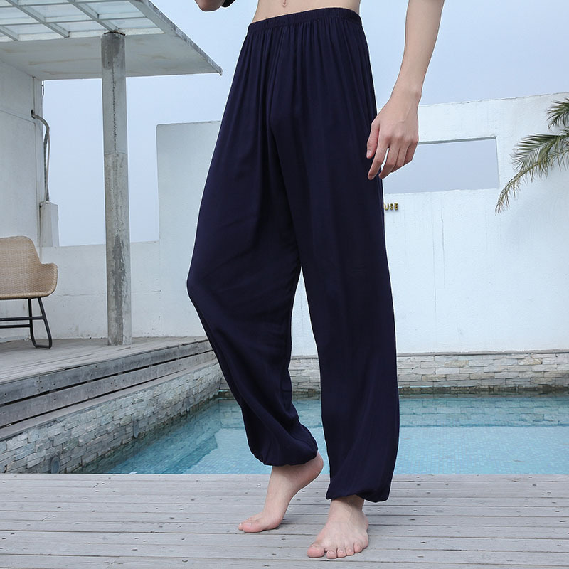 Bloomers de seda de algodón para hombres y mujeres pantalones de verano para adultos pantalones de baile a prueba de mosquitos de color sólido pantalones de artes marciales yoga Delgado image 19