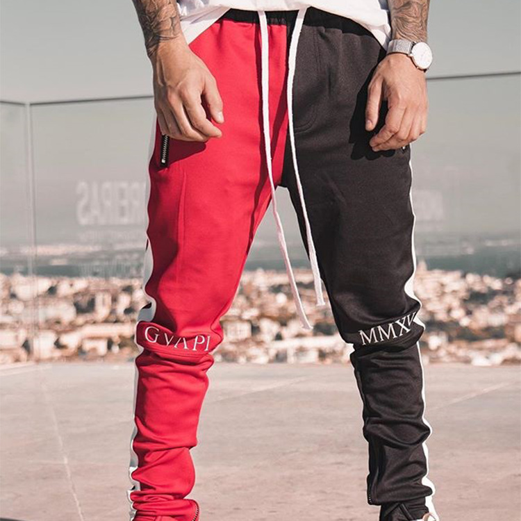 2019 primavera nuevos Pantalones deportivos para hombres costura Stretch Slim fitness pantalones hombres pantalones casuales al aire libre