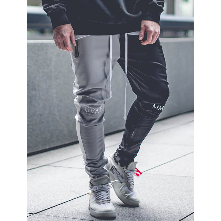 2019 primavera nuevos Pantalones deportivos para hombres costura Stretch Slim fitness pantalones hombres pantalones casuales al aire libre