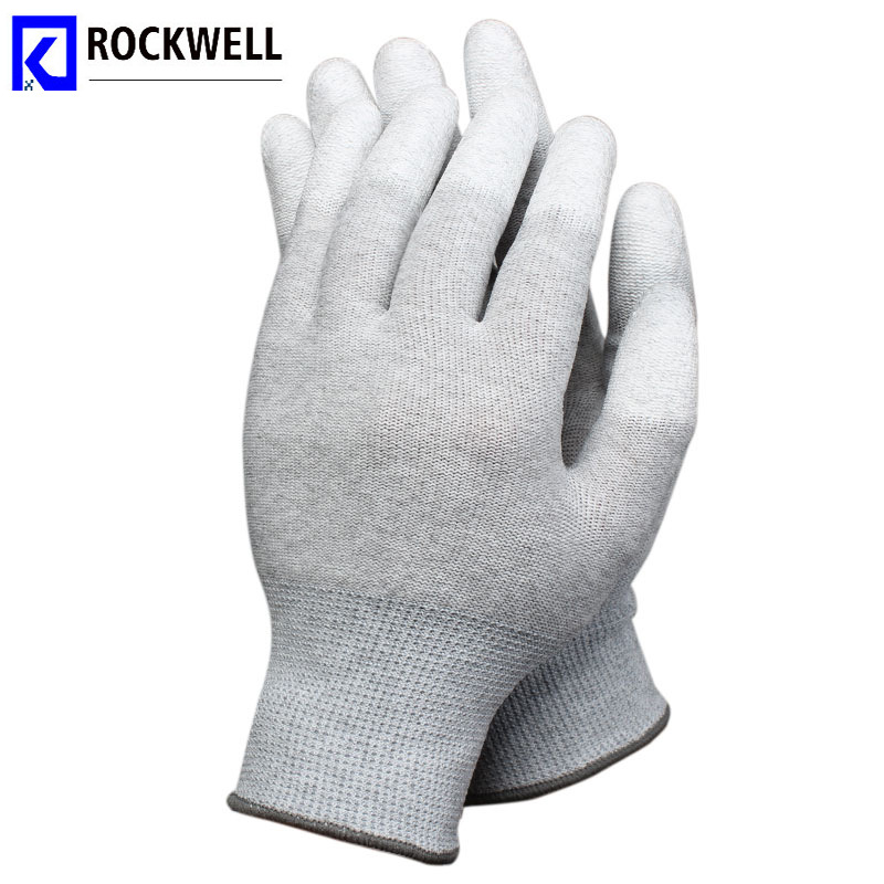 瑞珂韦尔（Rockwell） PUC201碳纤维防静电PU涂指作业劳保手套