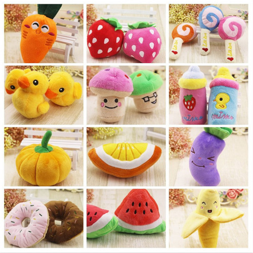 Plush sounding toys, various fruit cartoon animals, pet cat sounding toys, Teddy dog ​​bite-resistant toys