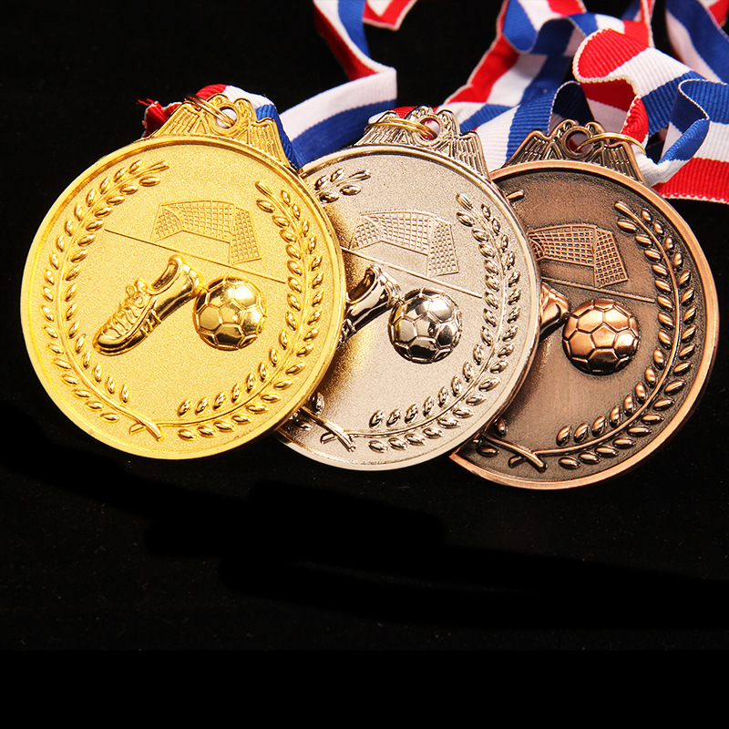 Medallas metálicas de fútbol, premios de medallas para eventos deportivos, premios de medallas para competiciones de fútbol, medallas de bronce metálicas.