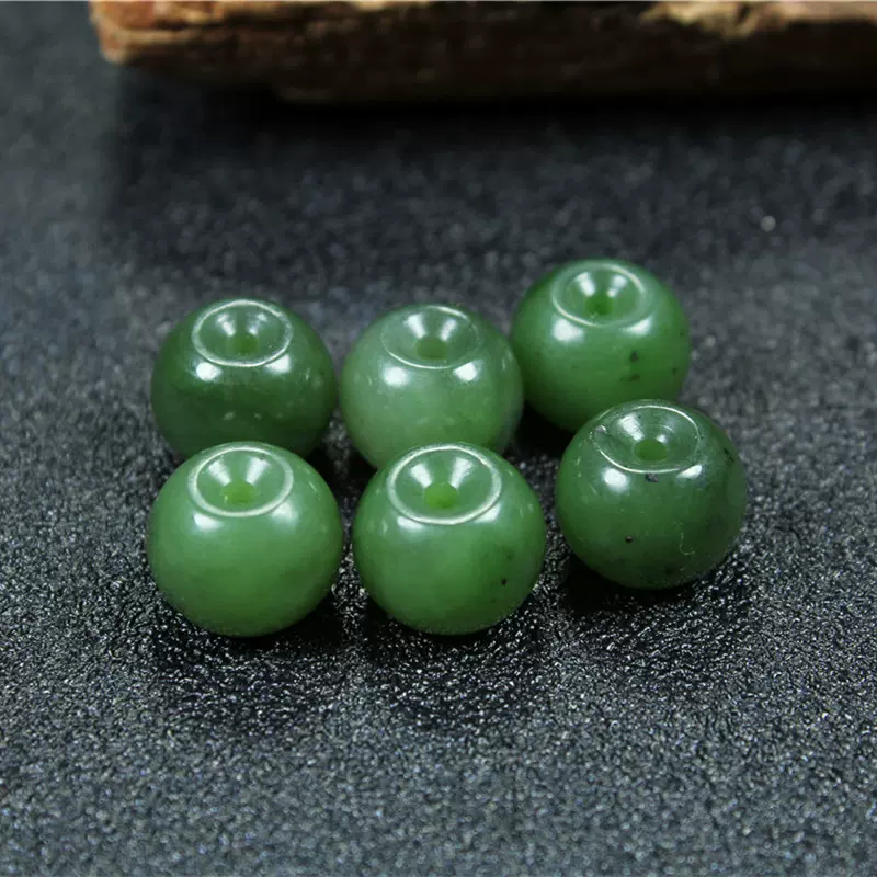 新疆和田玉碧玉 苹果珠桶珠 佛珠手链项链玉石DIY饰品配饰吊坠