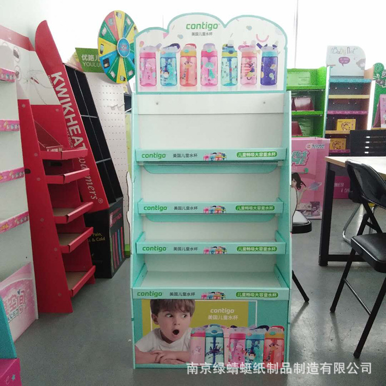厂家直销纸展示架 超市落地水杯水壶产品陈列促销纸货架